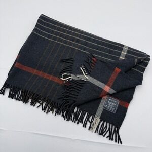 Faribault Woolen Mill + West Elm Virgin Wool Throw Blanket 52" x 58" USA Plaid